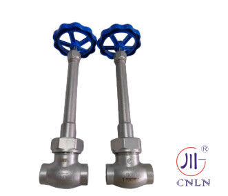 DN40 Cryogenic Long Stem Globe Valve PTFE Valve CF8 CF3 स्पेशल गैसों के लिए नीला हैंडव्हील
